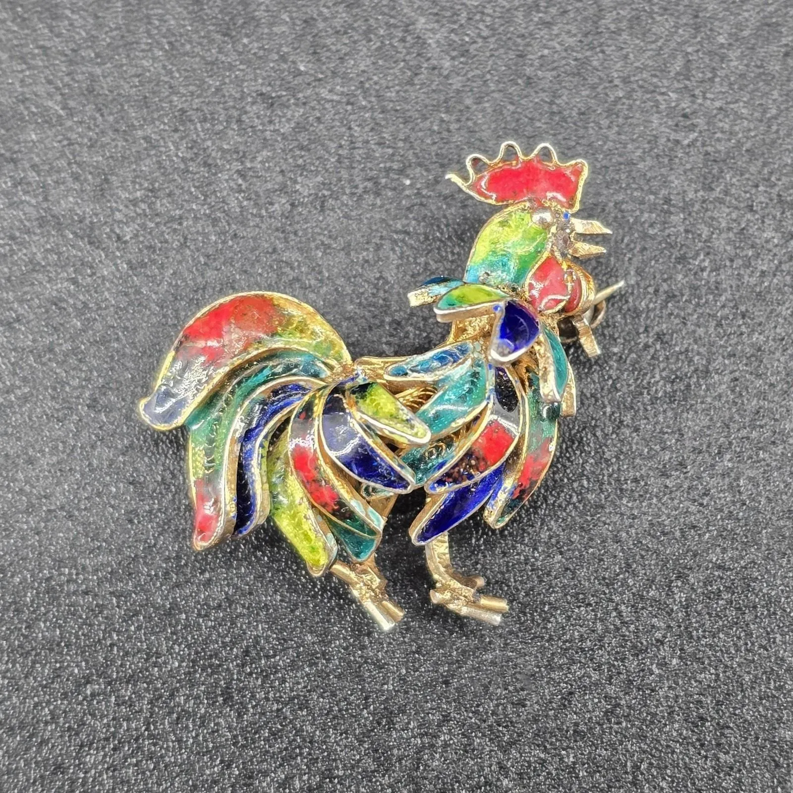 Product image for Victorian Enamel Rooster 800 Silver Brooch