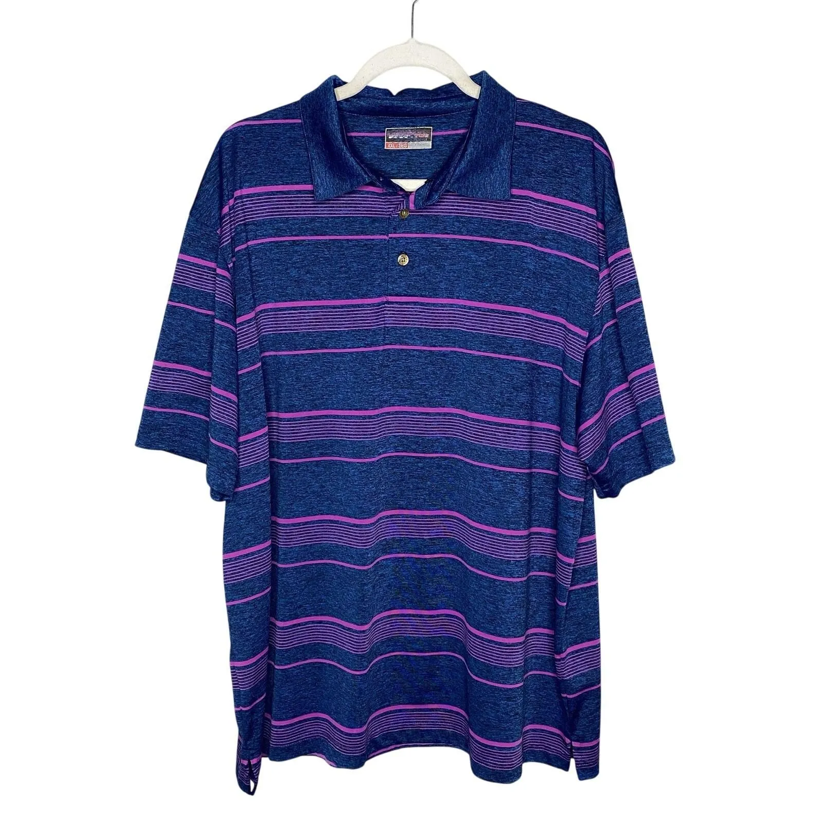 Product image for Grand Slam Performance Golf Short Sleeve Striped Polo Shirt Size XXL Blue Purple