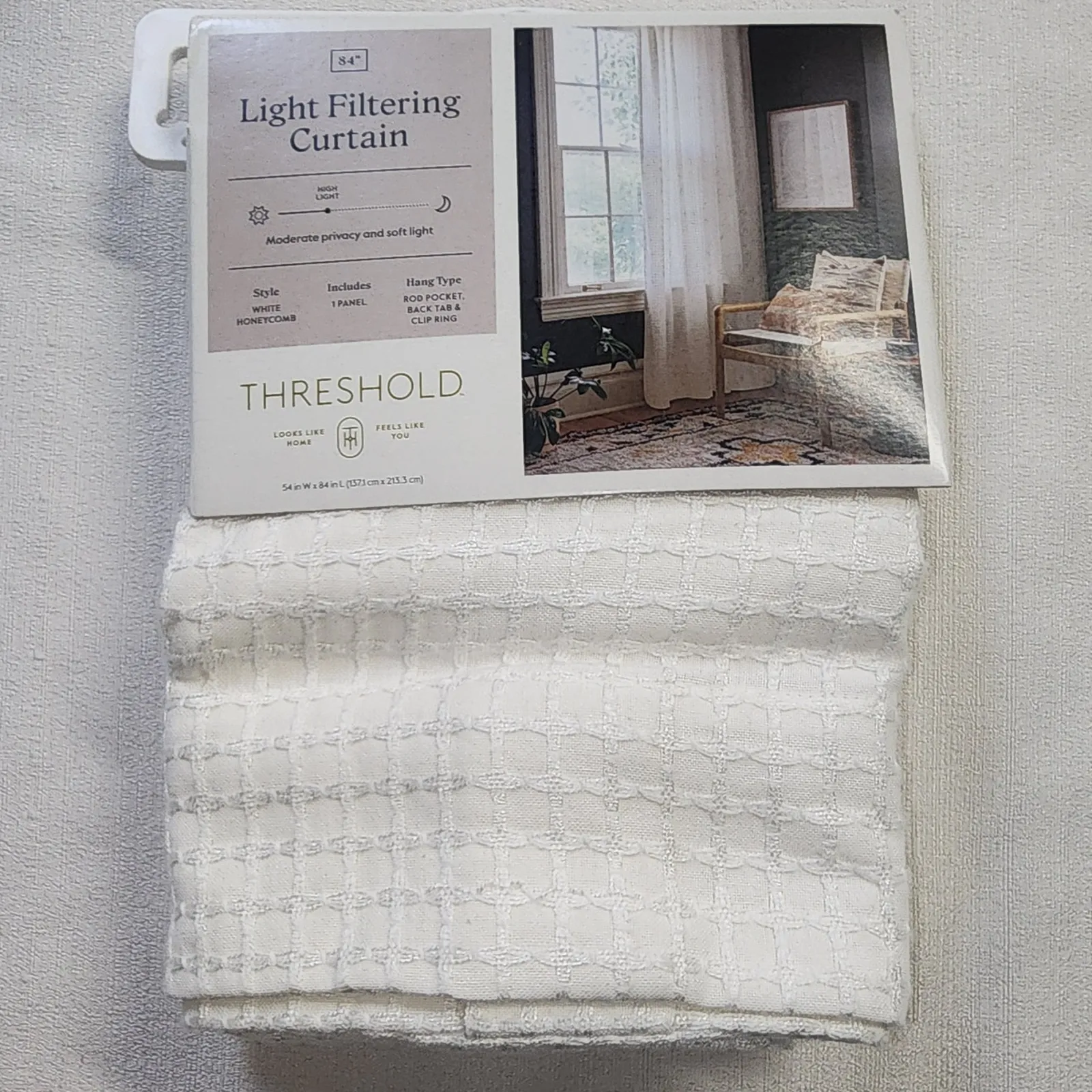 Product image for Threshold light filtering curtains L 84'' x W 54'' WHITE honeycomb
