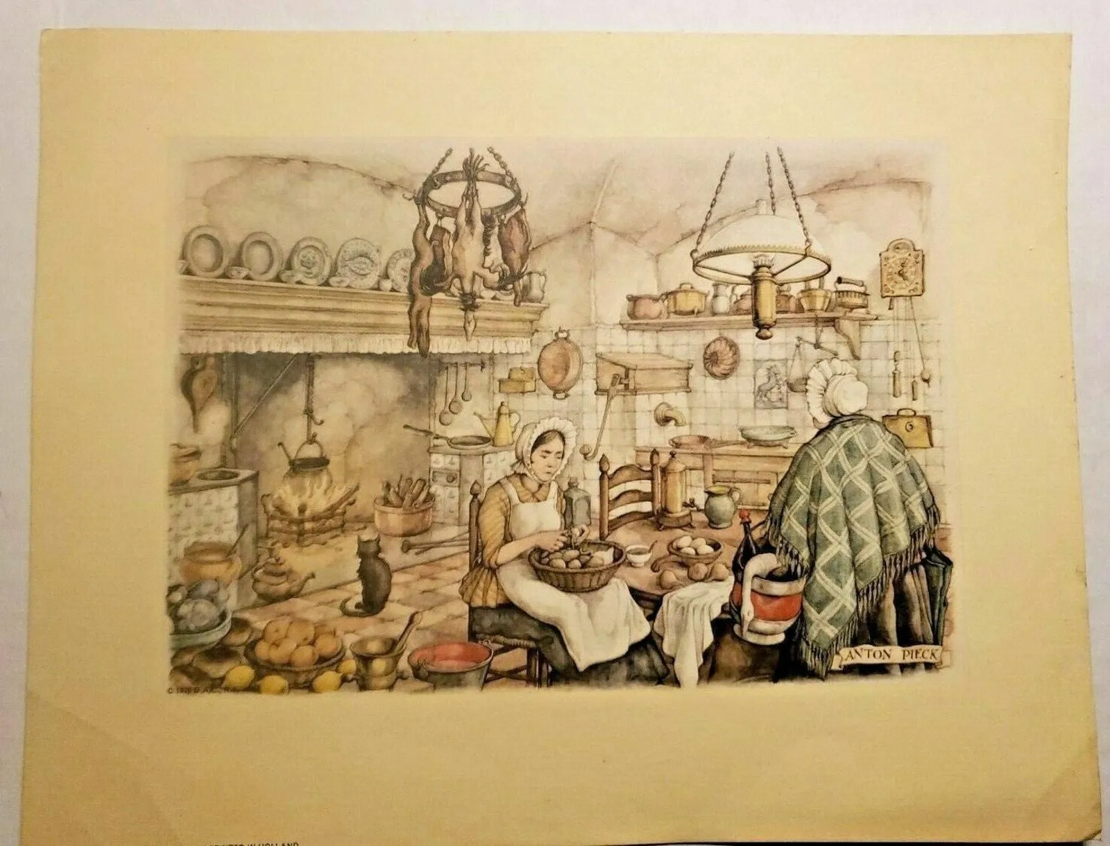 Product image for Anton Pieck 1970 Donald Art Co Print Holland No 6466 Kitchen unframed NOS