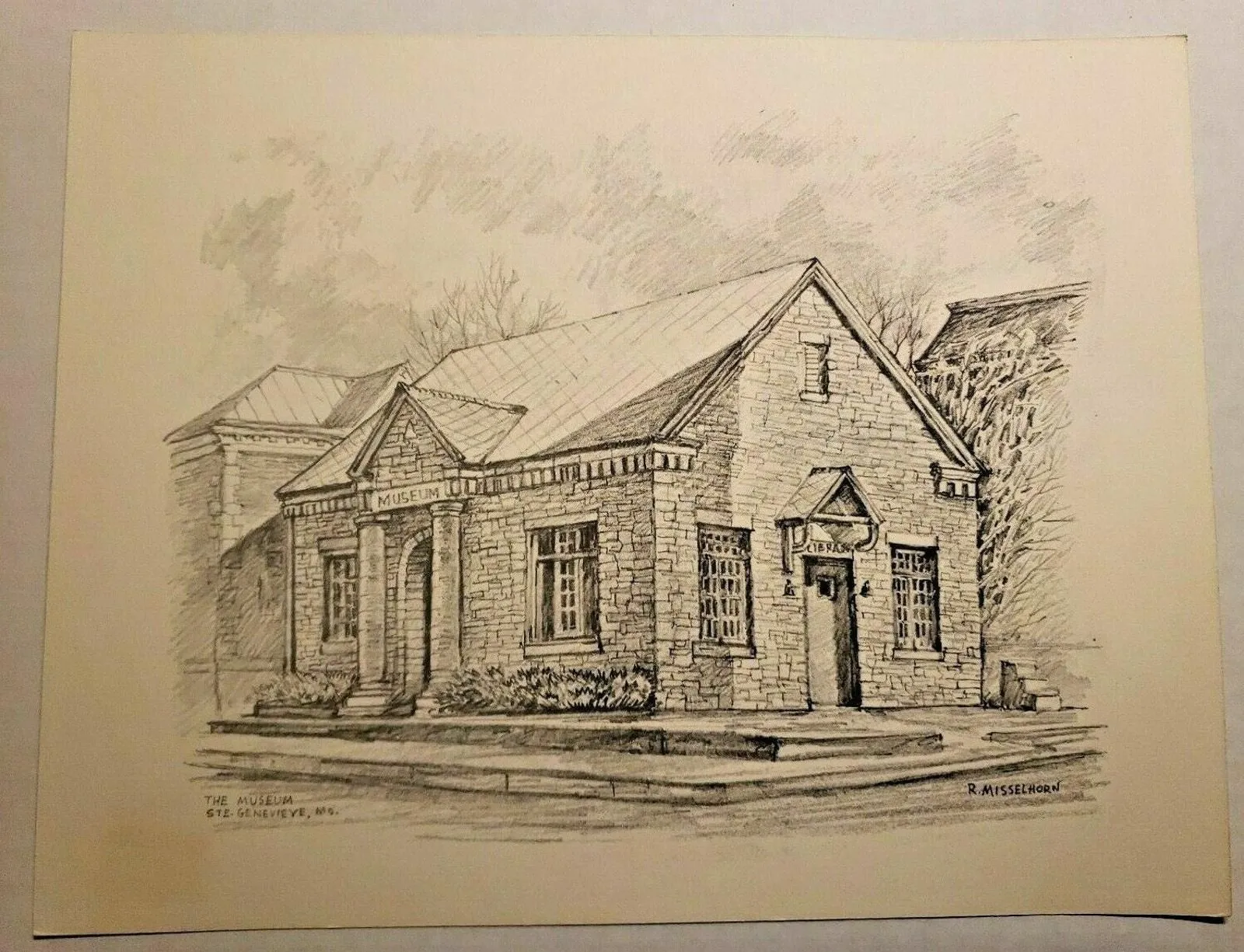 Product image for Vintage Misselhorn Sketch Print Saint Genevieve Mo The Museum Unframed NOS