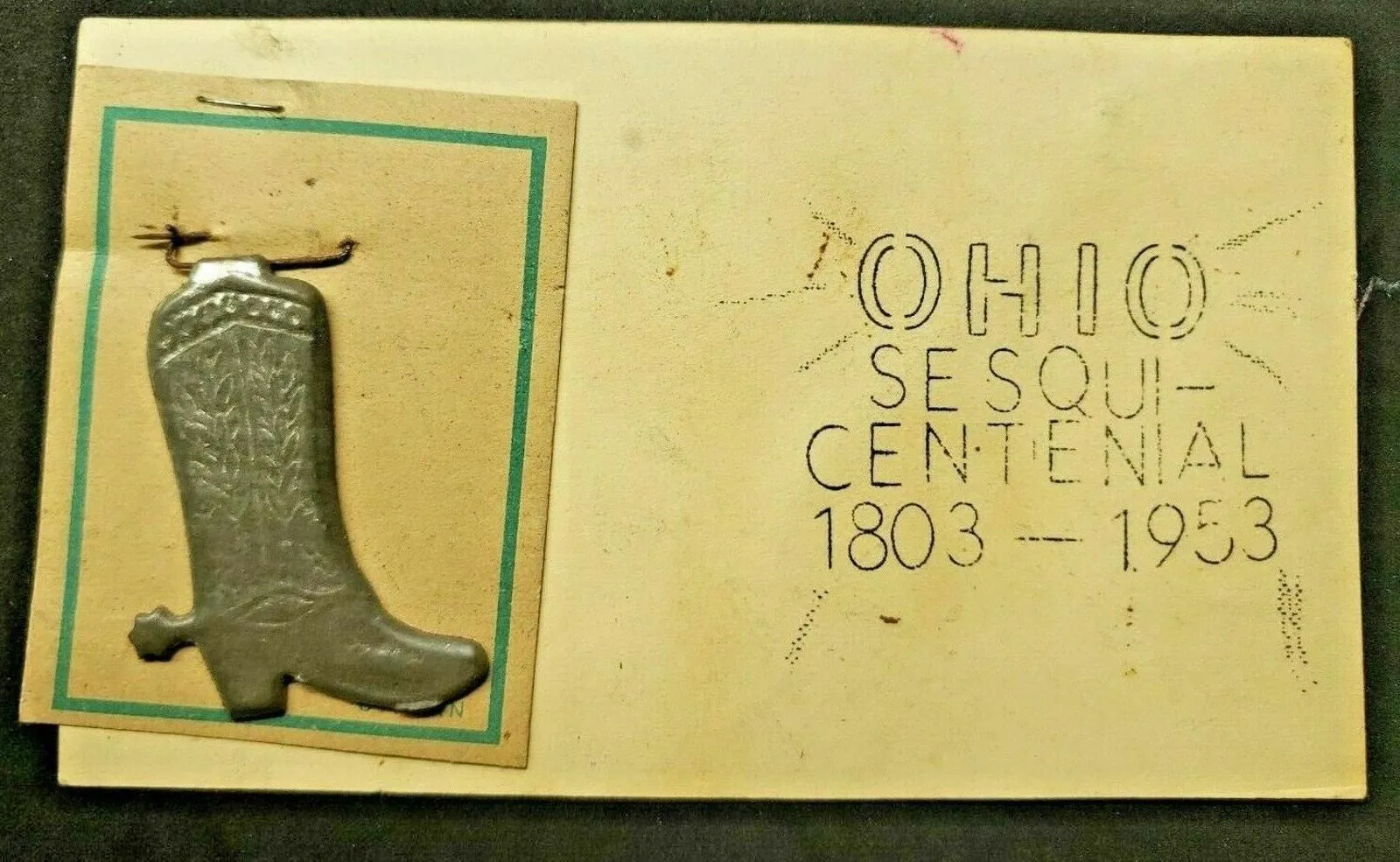 Product image for Vintage Ohio Sesquicentennial Cowboy Boot Pin 1803-1953 New Old Stock