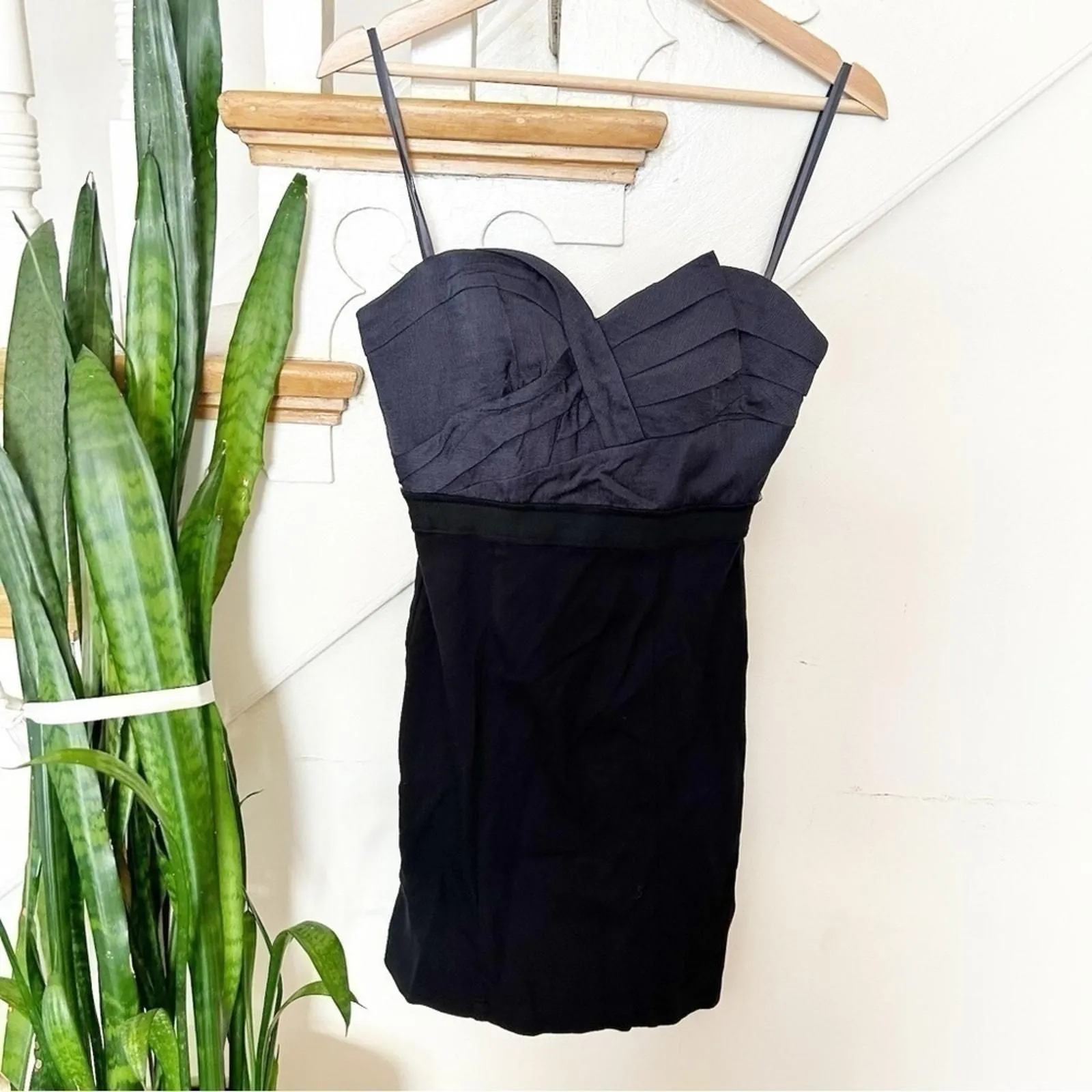 Product image for BCBGMAXAZRIA Womens Black Navy Convertible Strap Pleated Bust Cocktail Dress - new-without-tags - BCBGMaxAzria