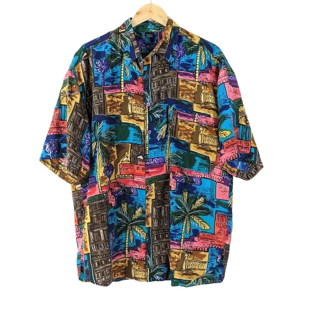Product image for Vintage Mens Silk Short Sleeve Button Up Hawaiian Aloha Shirt Size L Tropical - pre-owned---excellent - Unbranded