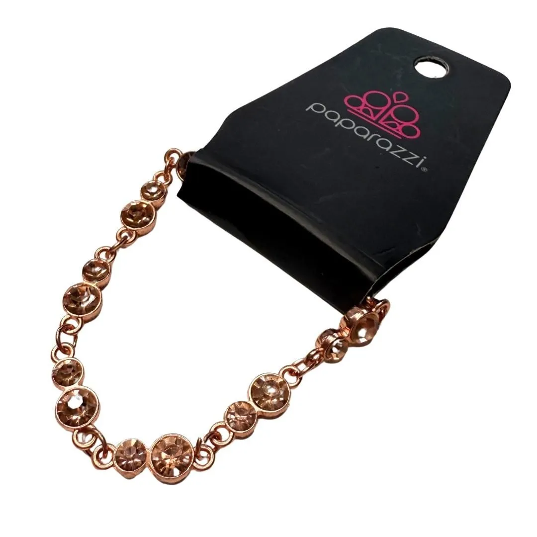 Product image for Paparazzi Round Discs Rhinestone Link Circle Tennis Bracelet Rose Gold New