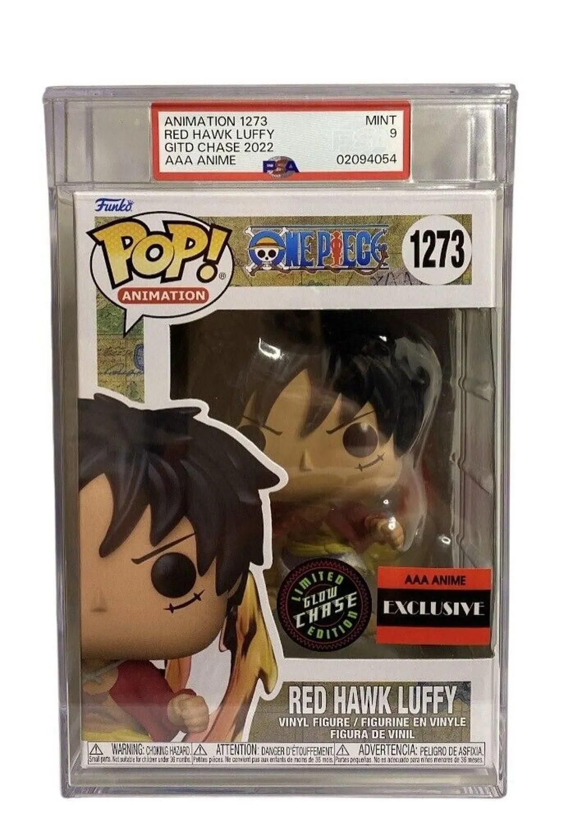 Product image for Graded PSA 9 Funko POP One Piece Red Hawk Luffy AAA Anime Glow Chase 1273