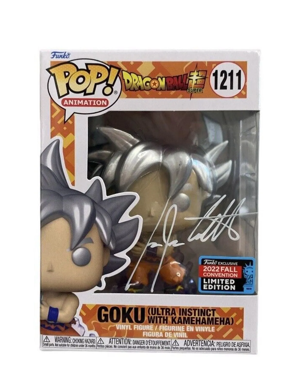 Product image for Funko Pop NYCC Shared Exclusive Goku Ultra Instinct Kamehameha 1211 Signed JSA