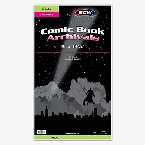 Product image for 25 BCW Graded Mylar Comic Book Bags - Lasts Indefinitely