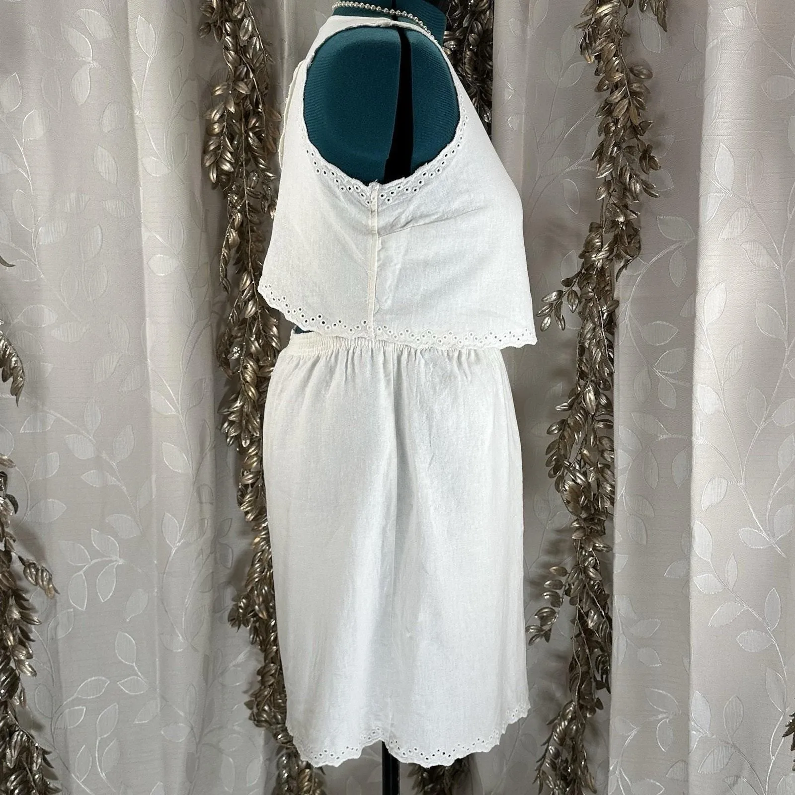LOFT White Eyelet Linen Dress Size 14 Sleeveless Cutout Back boho  cottagecore - 79.50 - 14 - Dresses - pre-owned---good - LOFT  Whatnot:  Shop, Sell, Connect