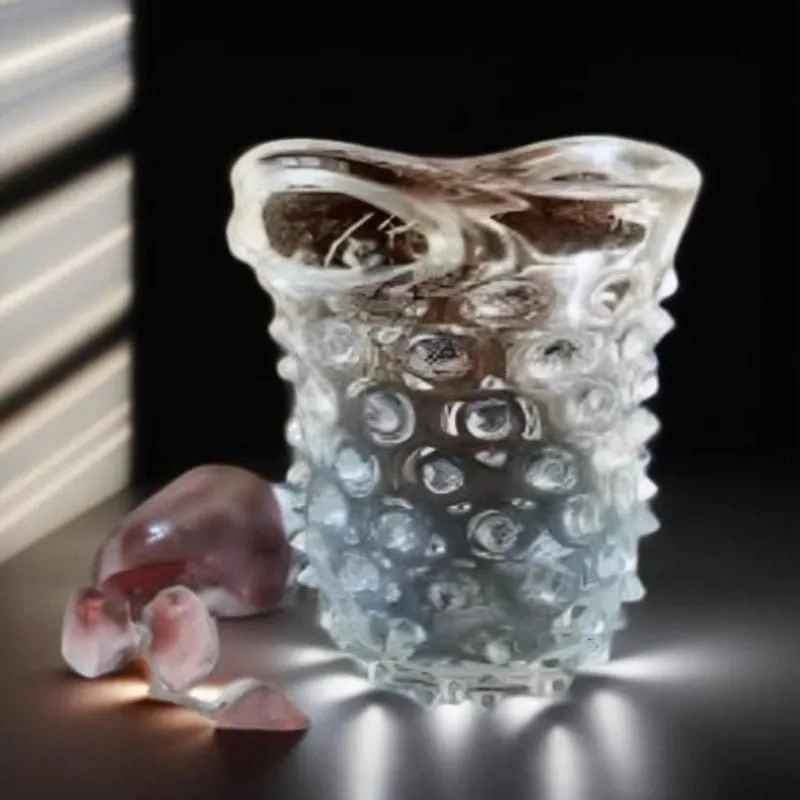 Product image for VTG Empoli MCM Bobbi Spikey Hobnail Glass Art Ice Bucket Chiller Vase w/ Handles