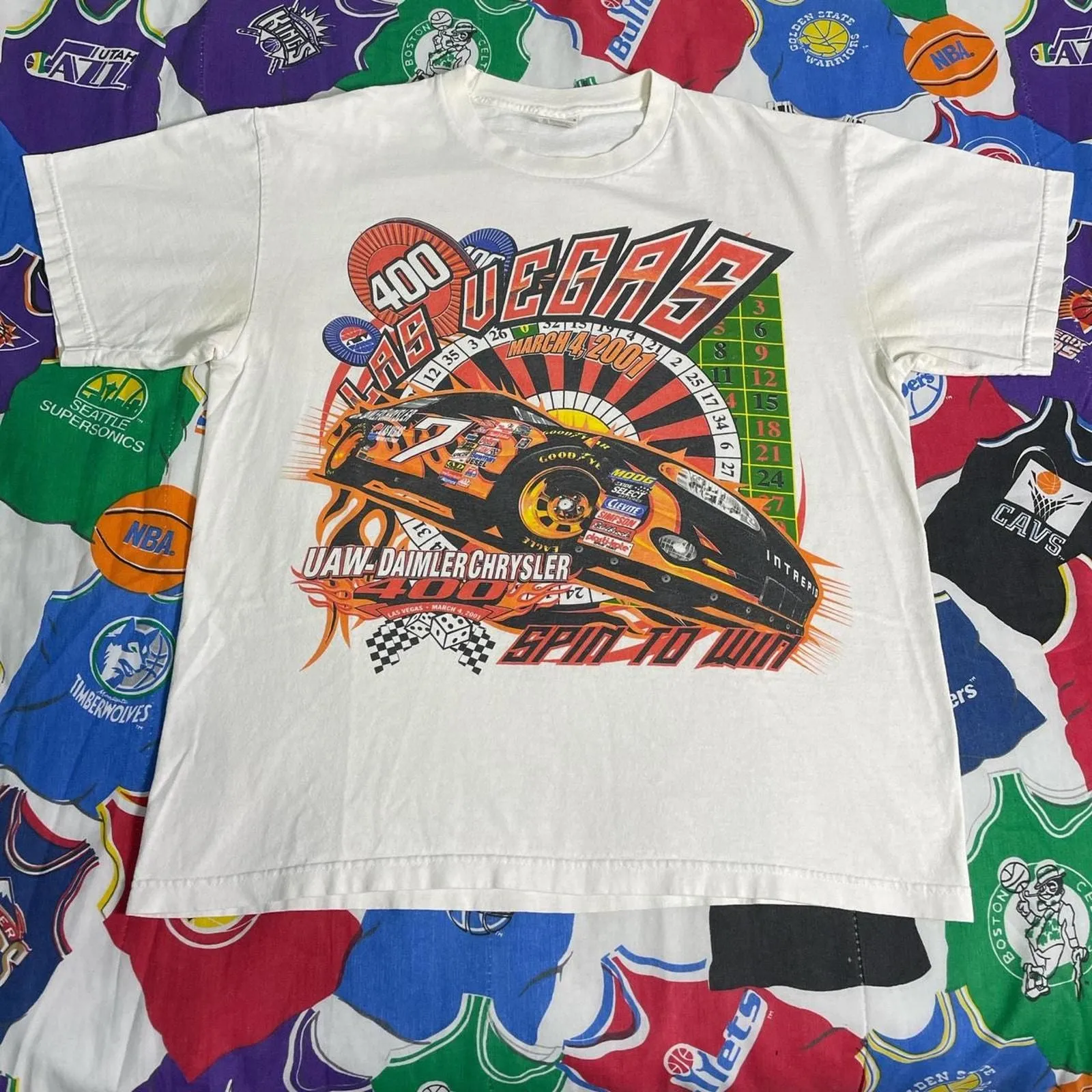 Product image for Vintage 2001 NASCAR Cars Direct 400 Las Vegas Motor Speedway Tee - Chase Authentics