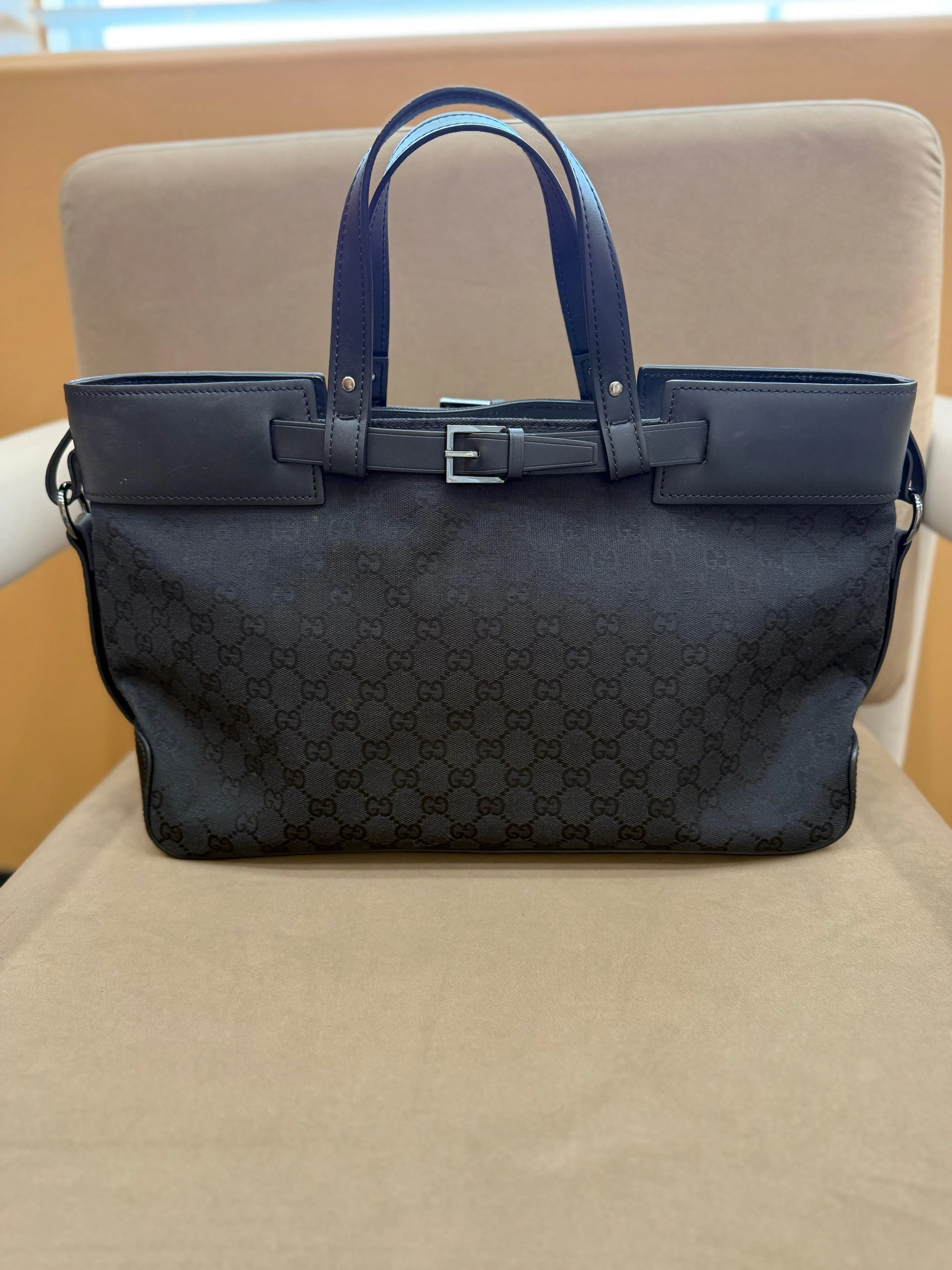Product image for Gucci Black GG Canvas Tote Bag