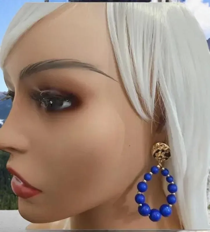 Product image for Earrings Blue & Gold Dangle Earrings - new