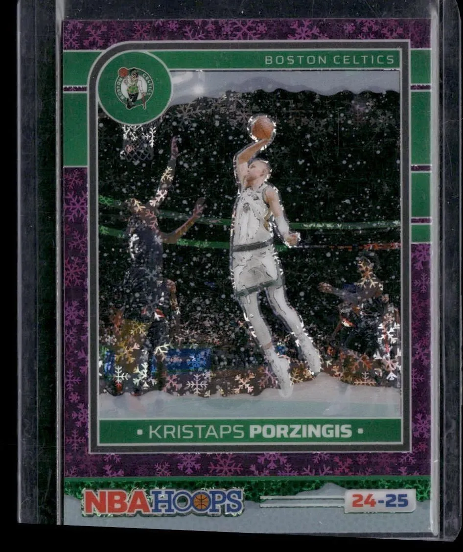 Product image for 2024-25 Hoops Winter #9 Kristaps Porzingis Purple Boston Celtics