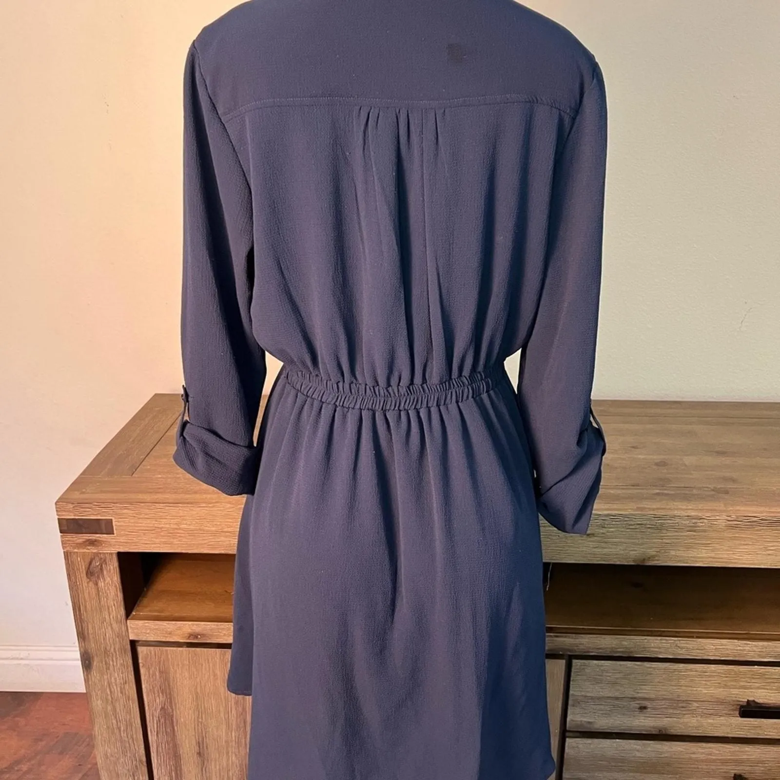 blue dress brown belt Navy blue dress with gold turn button and black belt – Amuse
