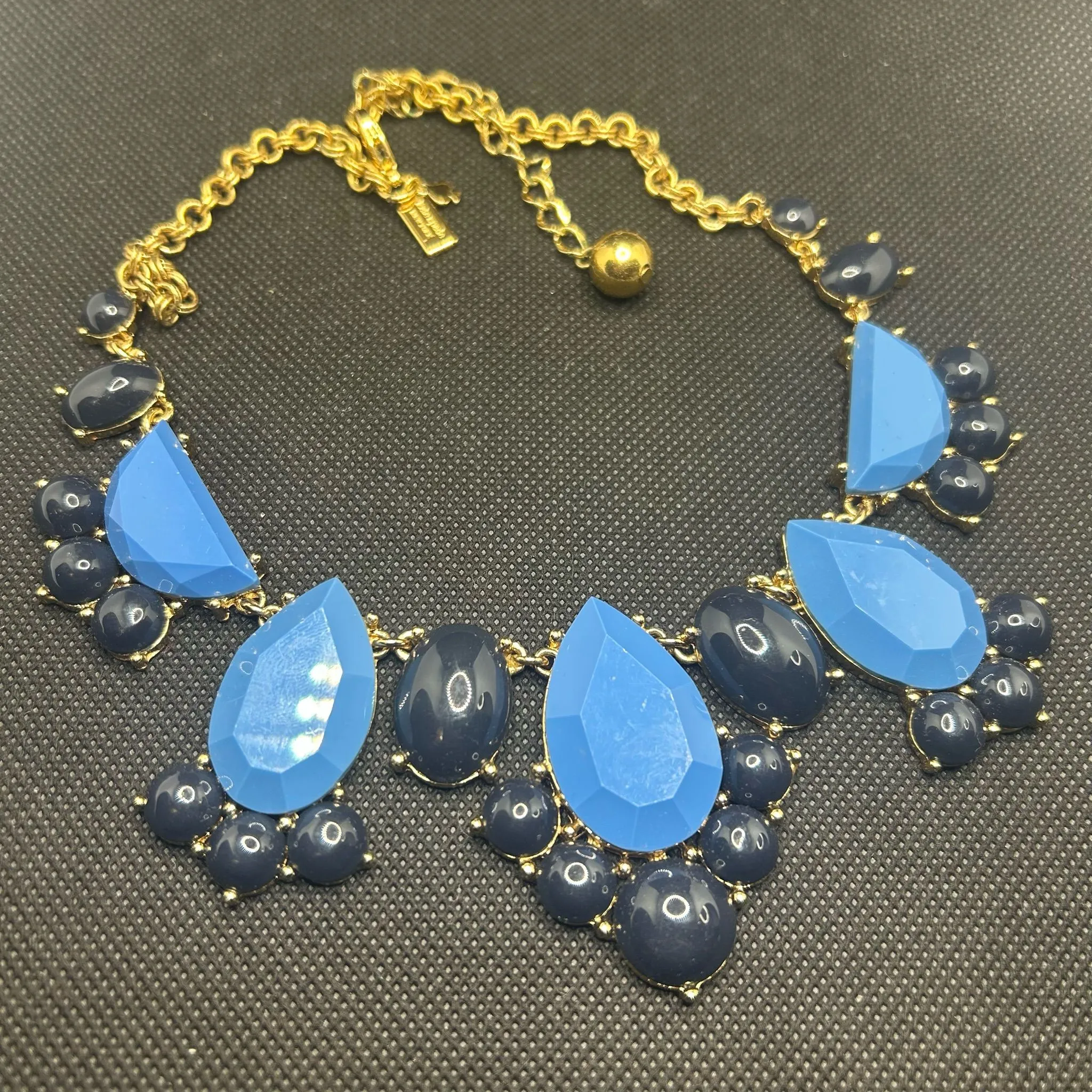 Product image for A18. KATE SPADE Day Tripper BIB Statement NECKLACE Blue Black GOLD 12k