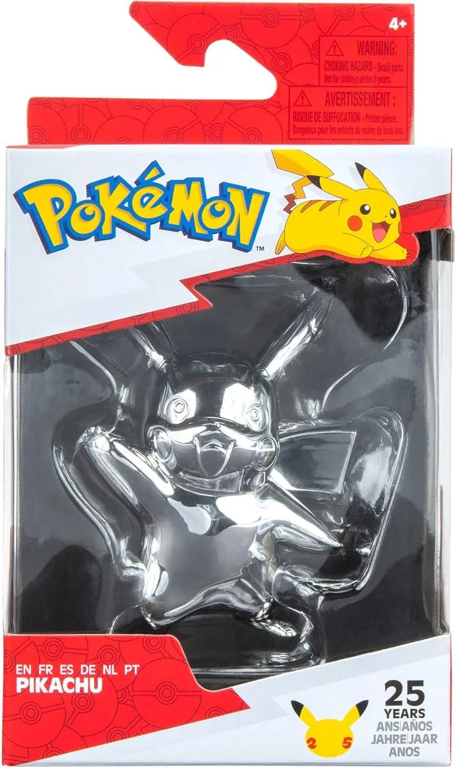 Product image for Pokemon 25th Anniversary Pikachu Figure Silver