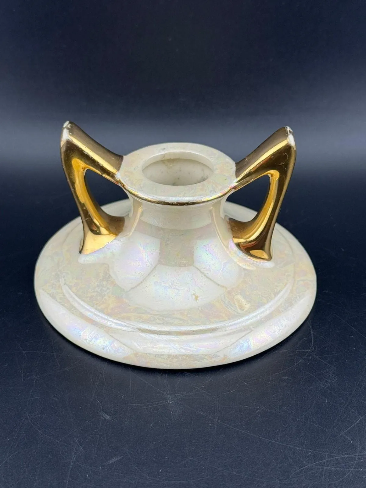 Product image for Vintage Pearl China Co Lusterware 22K Gold Candlestick Holder