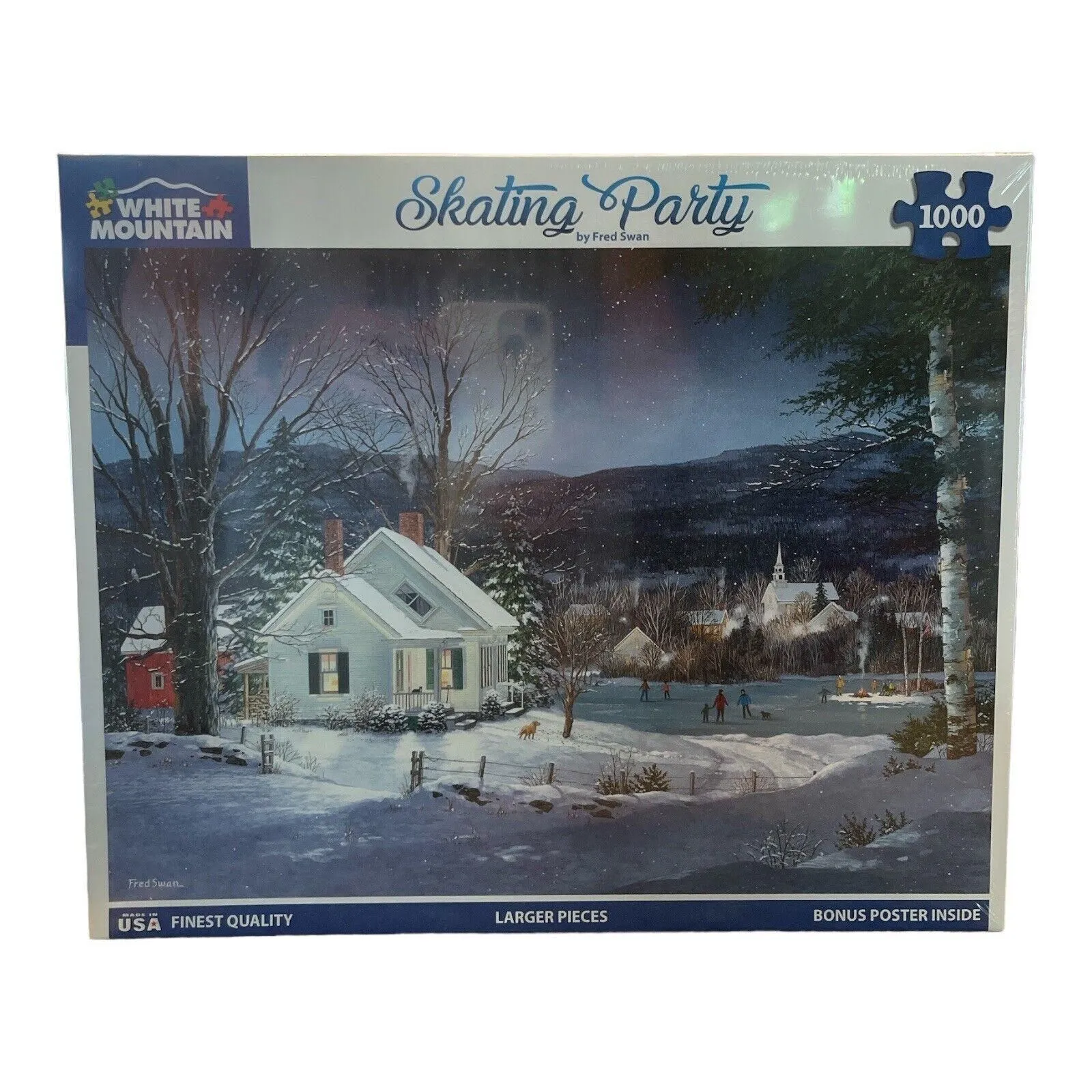 Product image for White Mountain “Skating Party” 1000 Piece Puzzle #1523 NEW