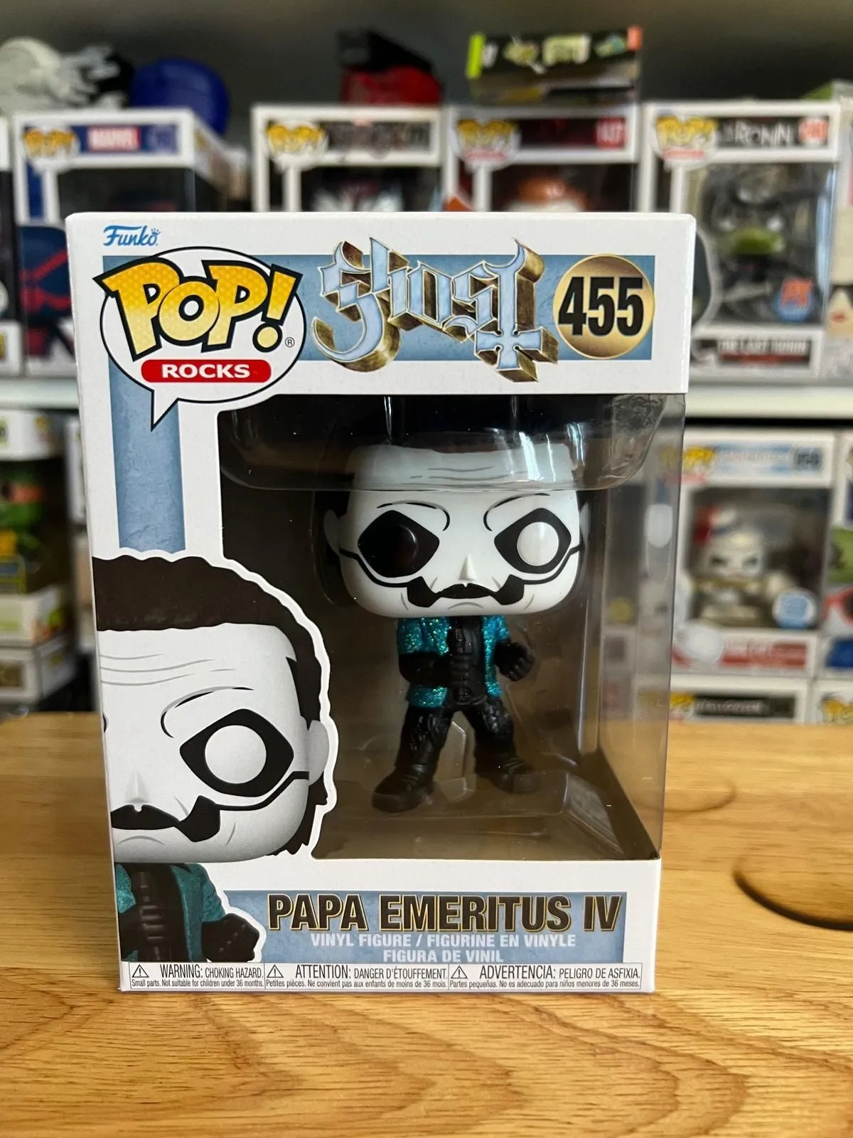 Product image for NEW IN HAND DIAMOND GLITTER Papa Emeritus IV Funko Pop #455 Ghost Rocks Vinyl