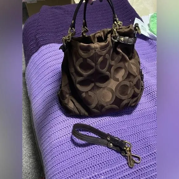 Product image for Coach Brown Op Art Signature Canvas Hobo Bag