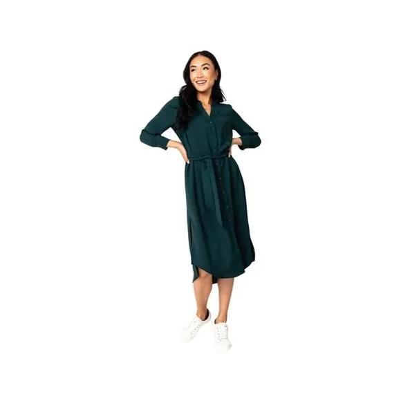Product image for Gibsonlook Women’s Belted Midi Shirtdress - MED