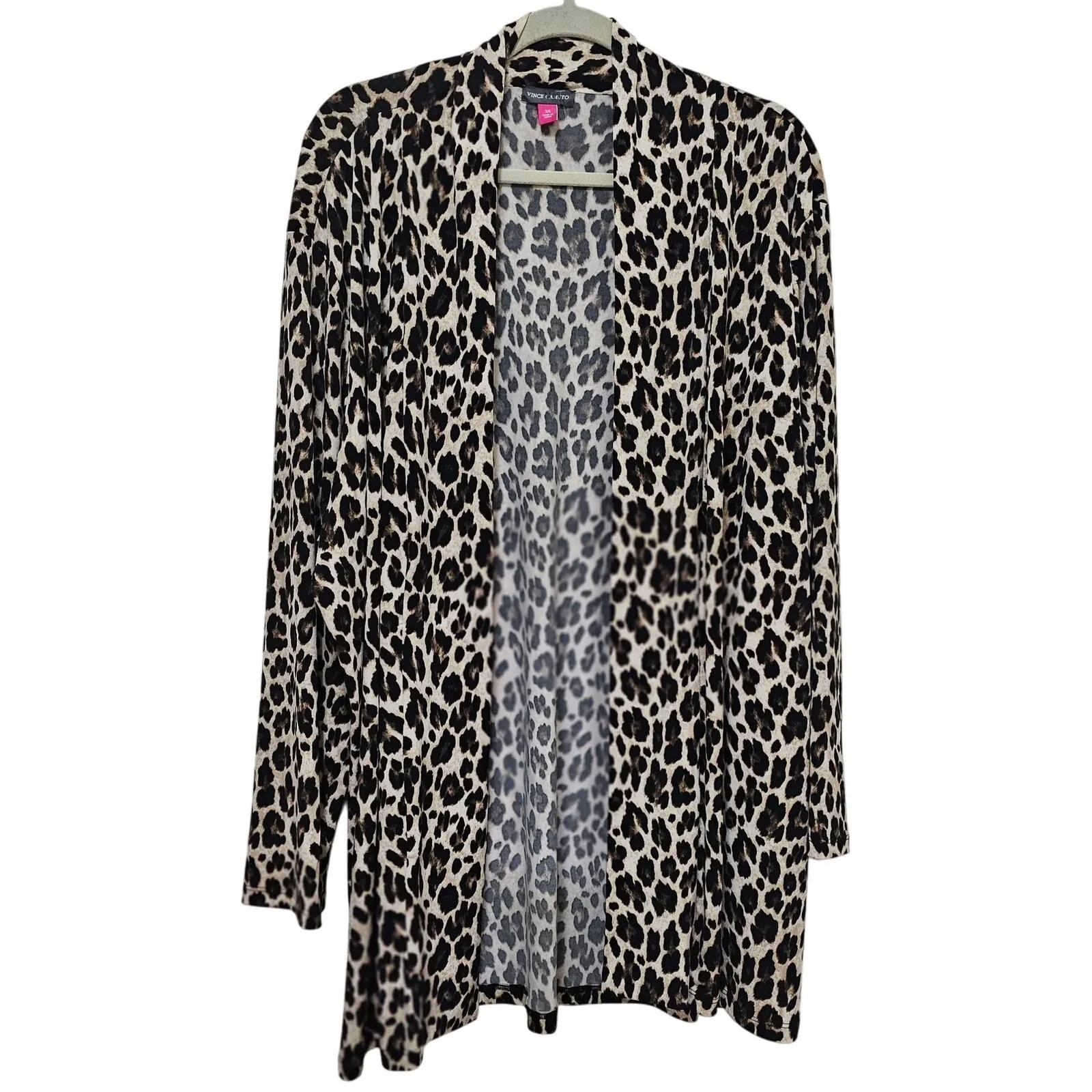 Product image for Vince Camuto 3X Leopard Animal Print Open Jacket Cardigan. Stylish. MobWife Glam