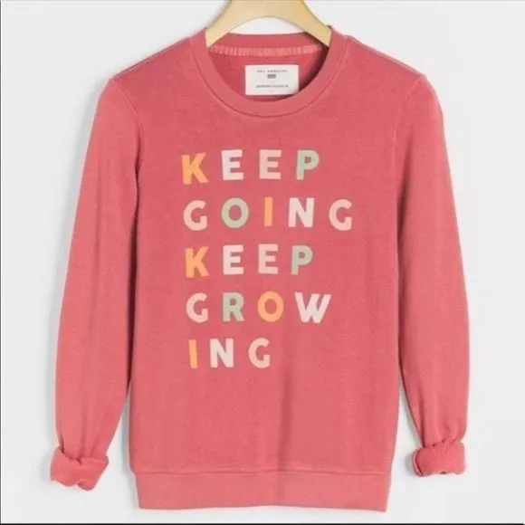 Product image for ANTHROPOLOGIE x SOL ANGELES Keep Going Keep Growing Pink Sweatshirt XS NEW
