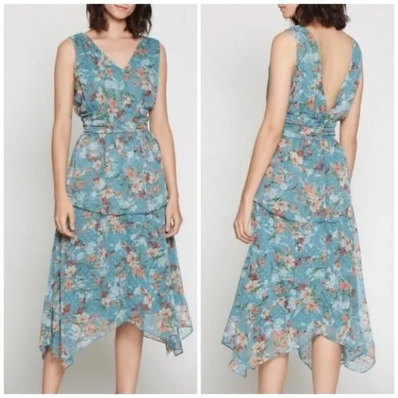 Product image for WALTER BAKER Lala Baby Blue Floral Midi Dress Sz Small NEW