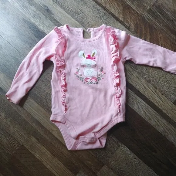 Product image for Garanimals 24 Months Pink Bunny Ruffle Onesie