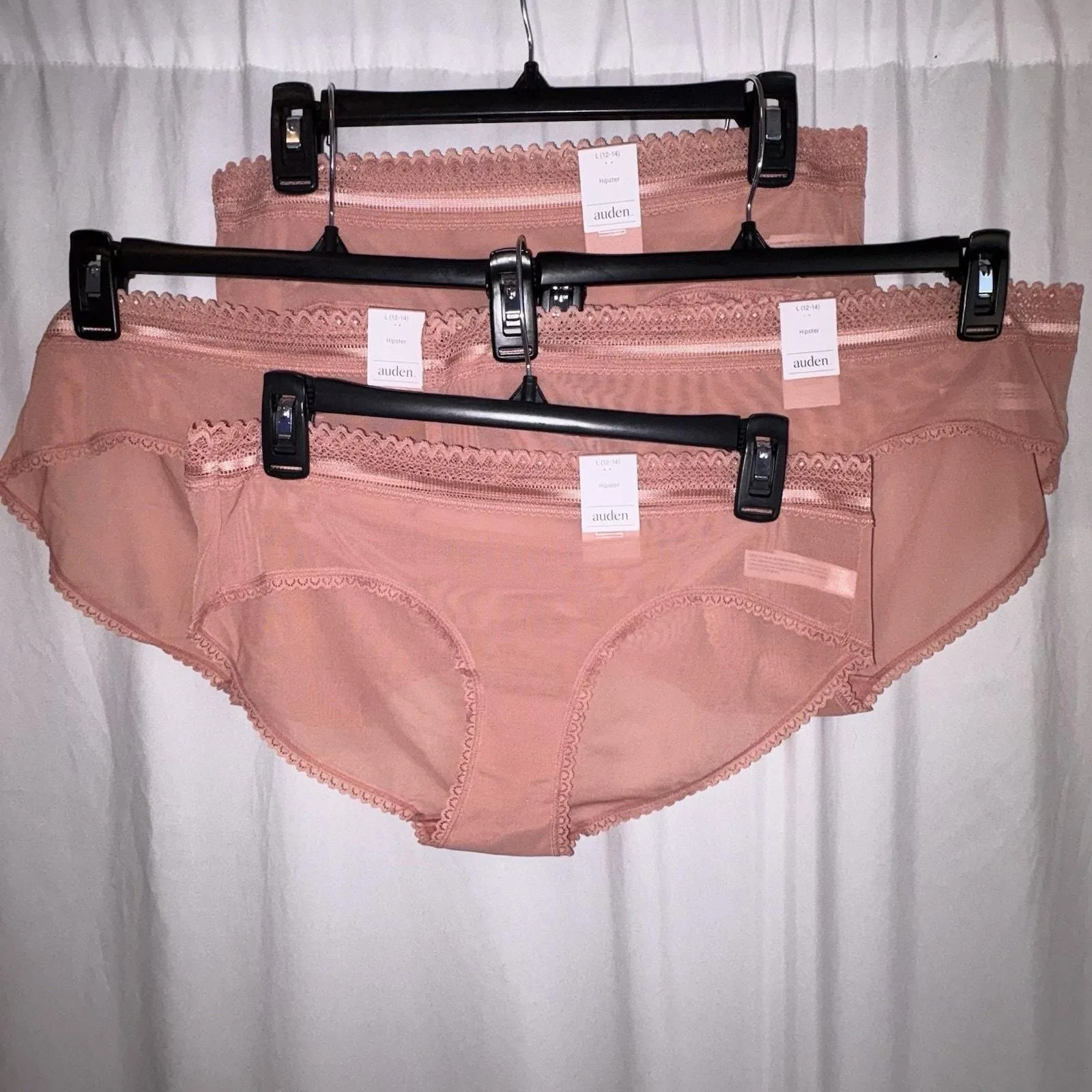 Product image for Auden Rose Pink Sheer Hipster Panties Women’s Size Large (12-14) Bundle Of 4 NWT - Auden