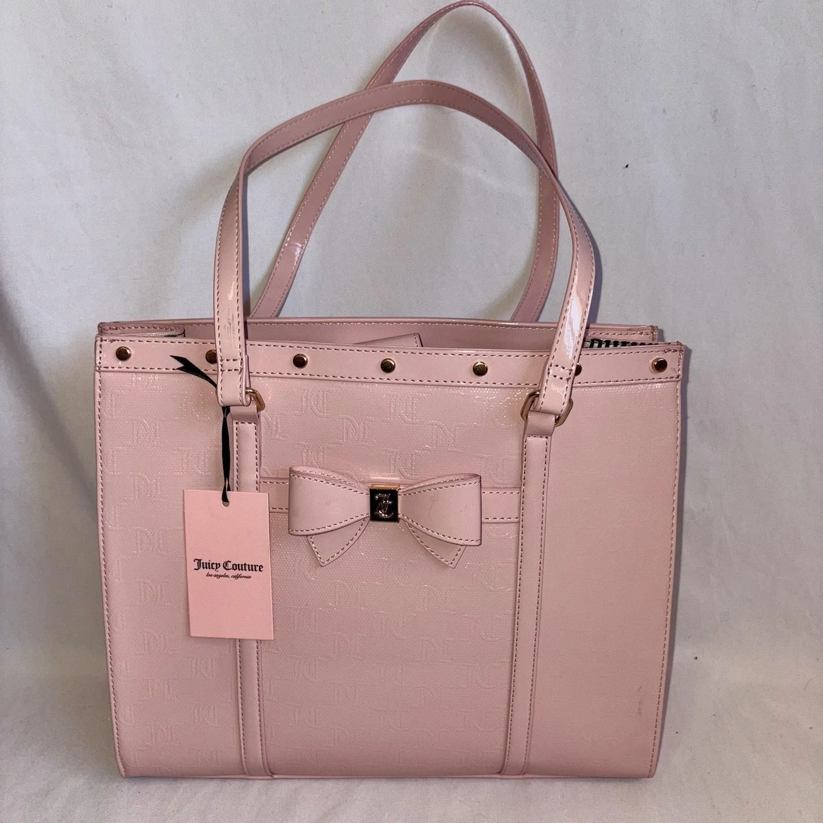 Product image for Juicy Couture For the Girls Light Pink Bow Large Tote Purse Bag NWT
