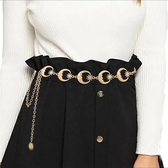 Product image for Half Moon Galactic Belt Chain Drop Aesthetic Adjustable