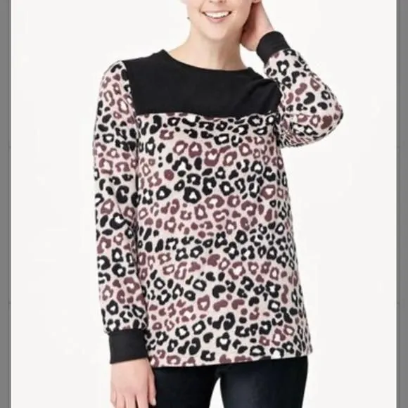 Product image for Cuddl Duds fleece animal print crewneck top