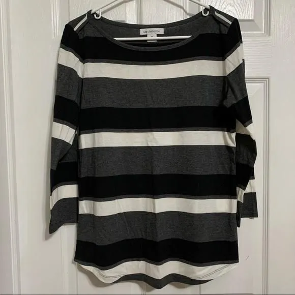 Product image for Liz Claiborne black and white striped top