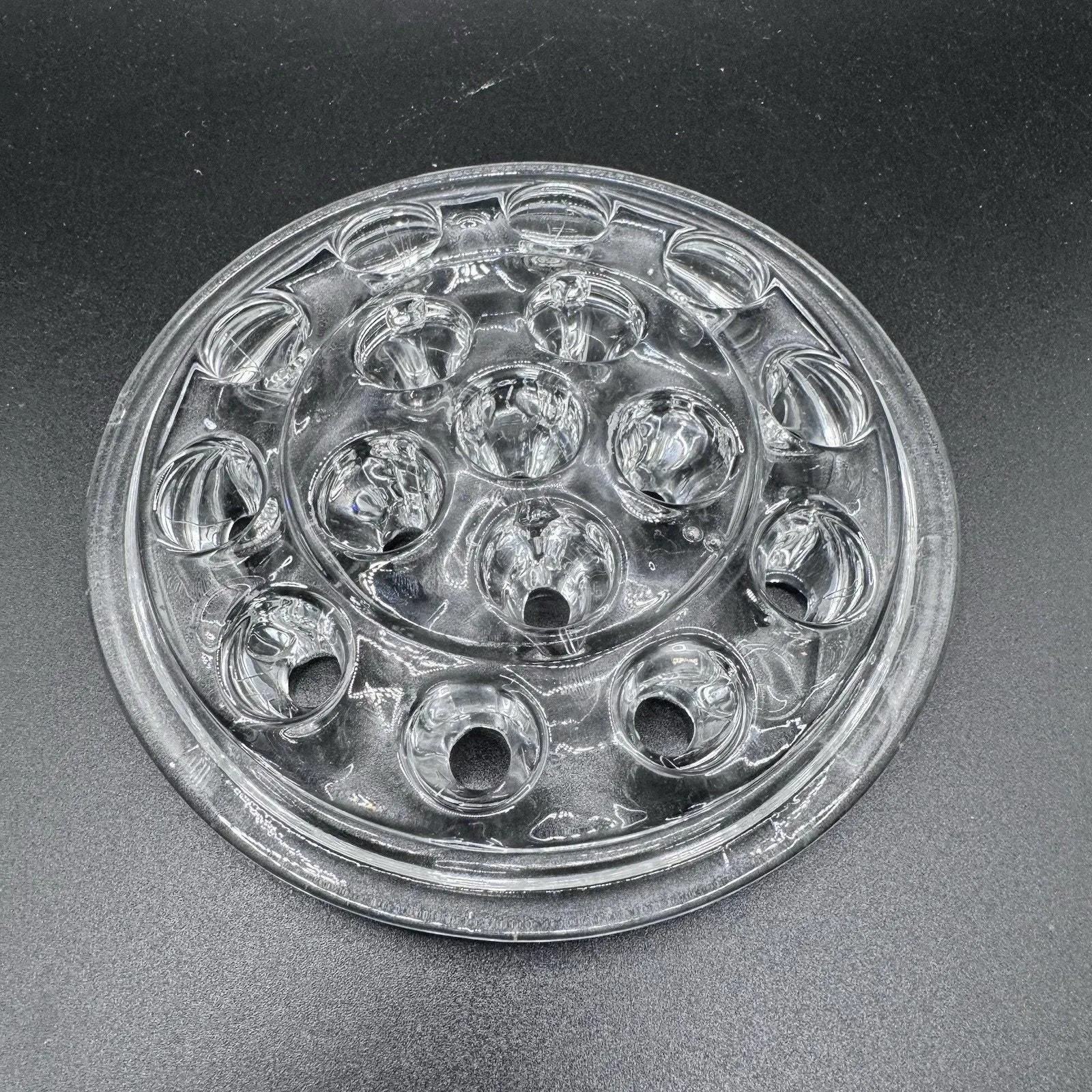 Product image for Vintage Clear Glass Floral Flowers Arranging Frog 16 Hole 5 1/8" Diameter
