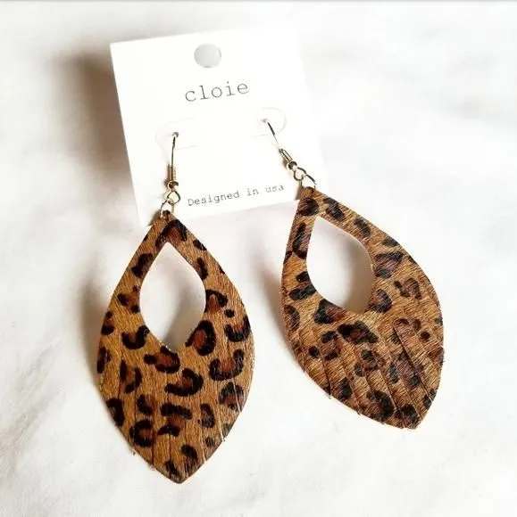 Product image for Leopard print faux leather earrings