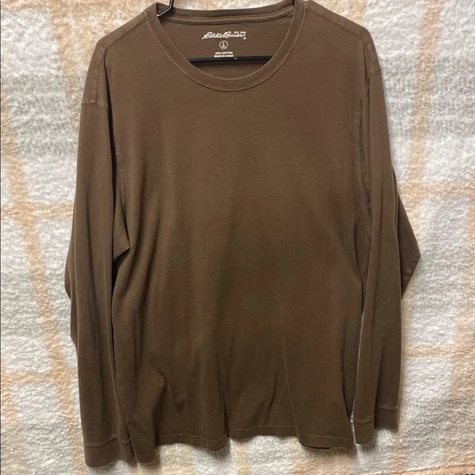 Product image for Eddie Bauer Large Men's Brown Long Sleeve Shirt