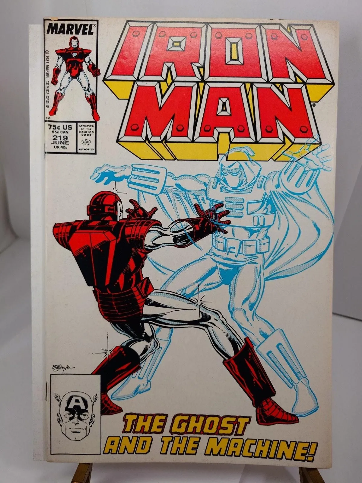 Product image for Iron Man (1st Series) #219 Fine+ Marvel 1st appearance Ghost - Bob Layton Cover