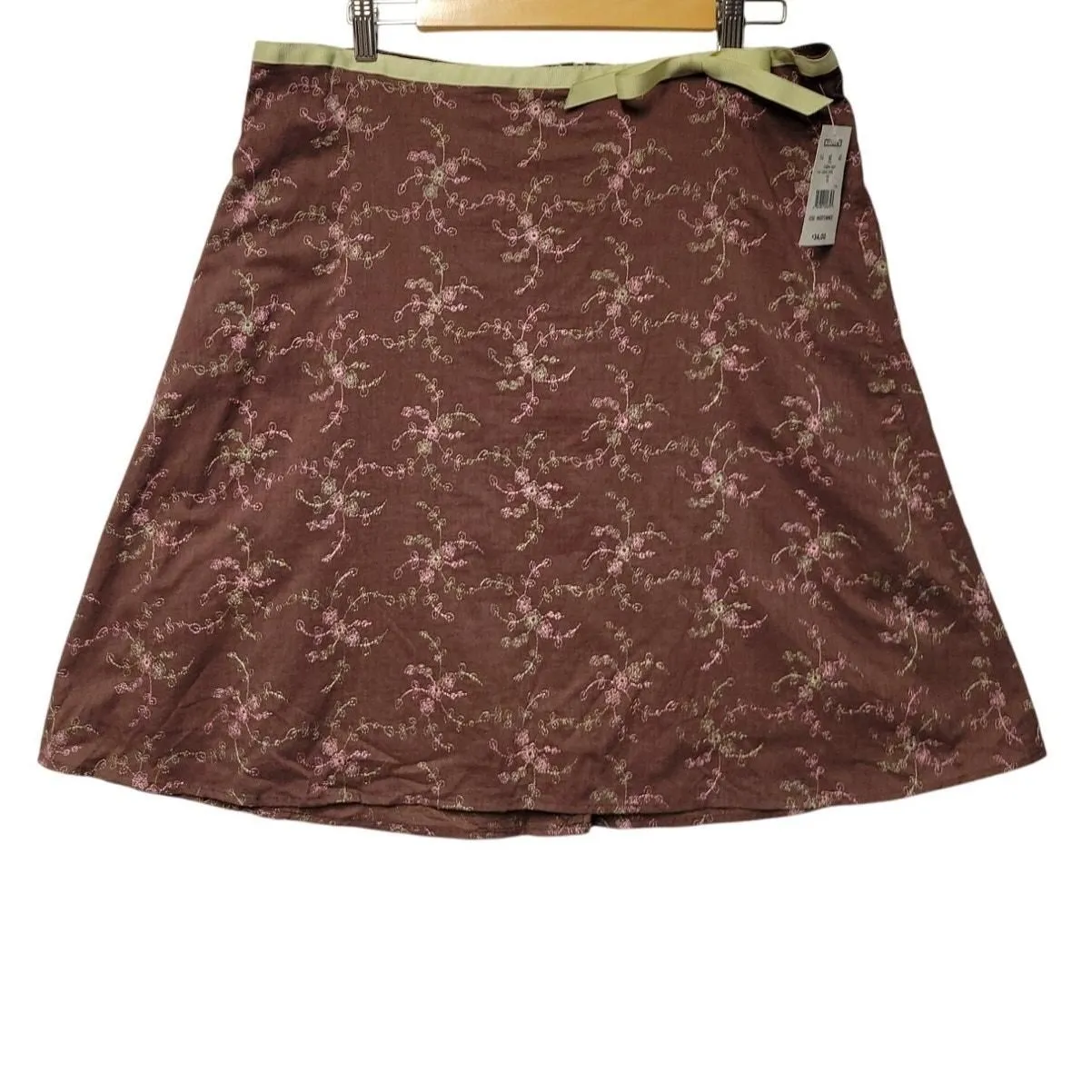Product image for NWT Mocha Mousse Embroidered Skirt Coquette Twee Cottage Core Ribbon Bow Size 15 - new-with-tags - Trinni