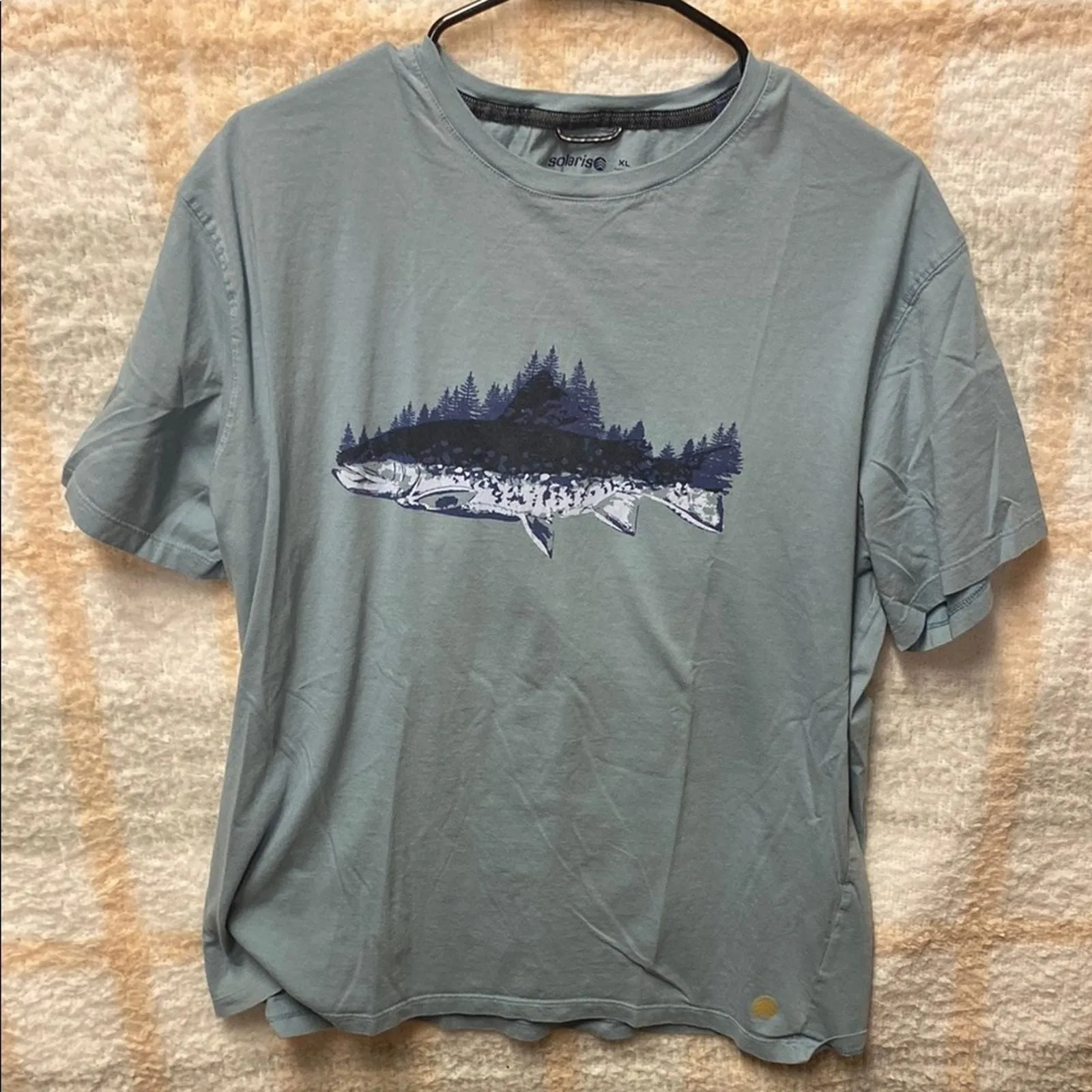Product image for Blue Graphic T-Shirt with Fish Design Men’s Solaris XL