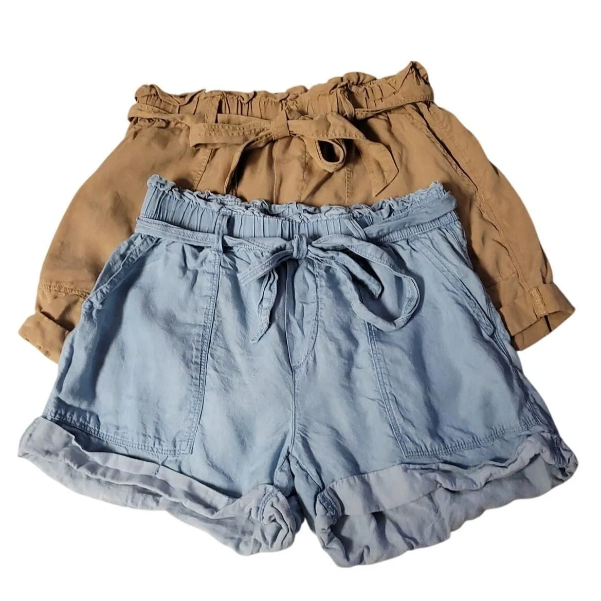 Product image for Aerie Paper Bag Waist Shorts 2 Pairs Beachy Summer Lightweight Vacation Size XS - pre-owned---good - Aerie