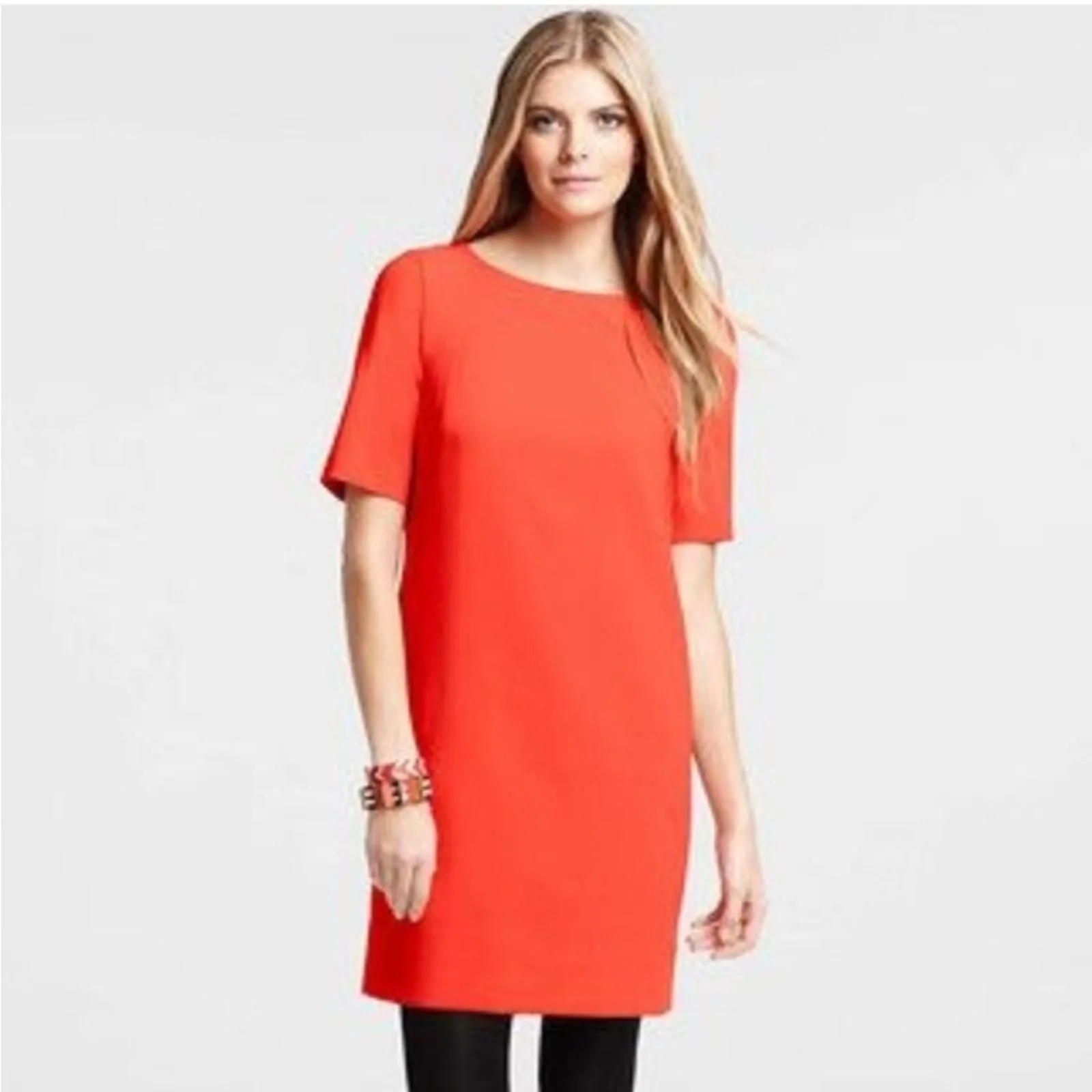 Product image for Ann Taylor Orange Sheath Dress 14 Business Knee Length Casual - pre-owned---excellent - Ann Taylor