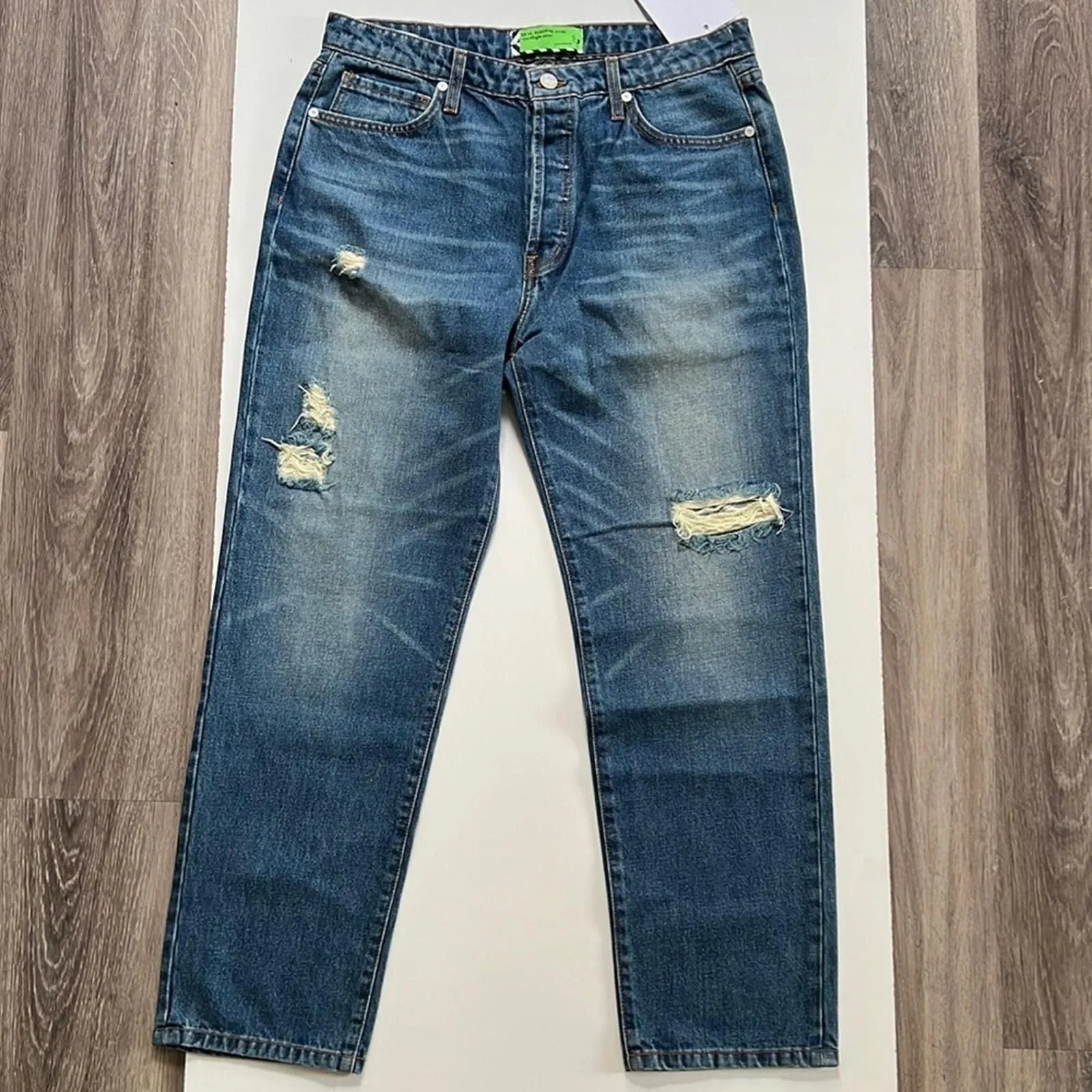 Product image for Sandrine Rose Free People high waisted  Jeans 31 Button Fly Distressed Denim - new-with-tags - sandrine rose and free people
