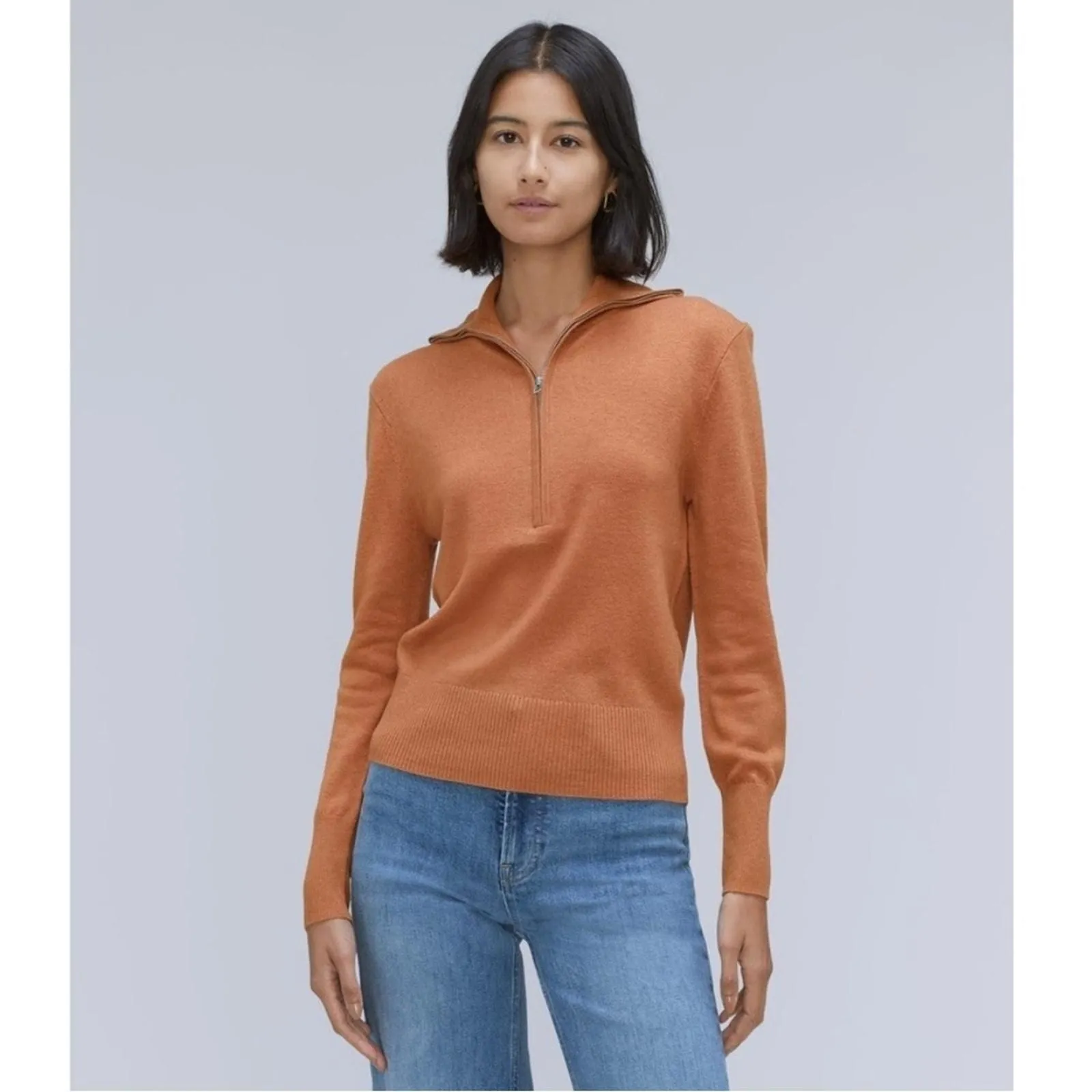 Product image for Everlane Womens Tan Pullover XS The Luxe Women’s Merino Wool Half-Zip Sweater - new-with-tags - Ever