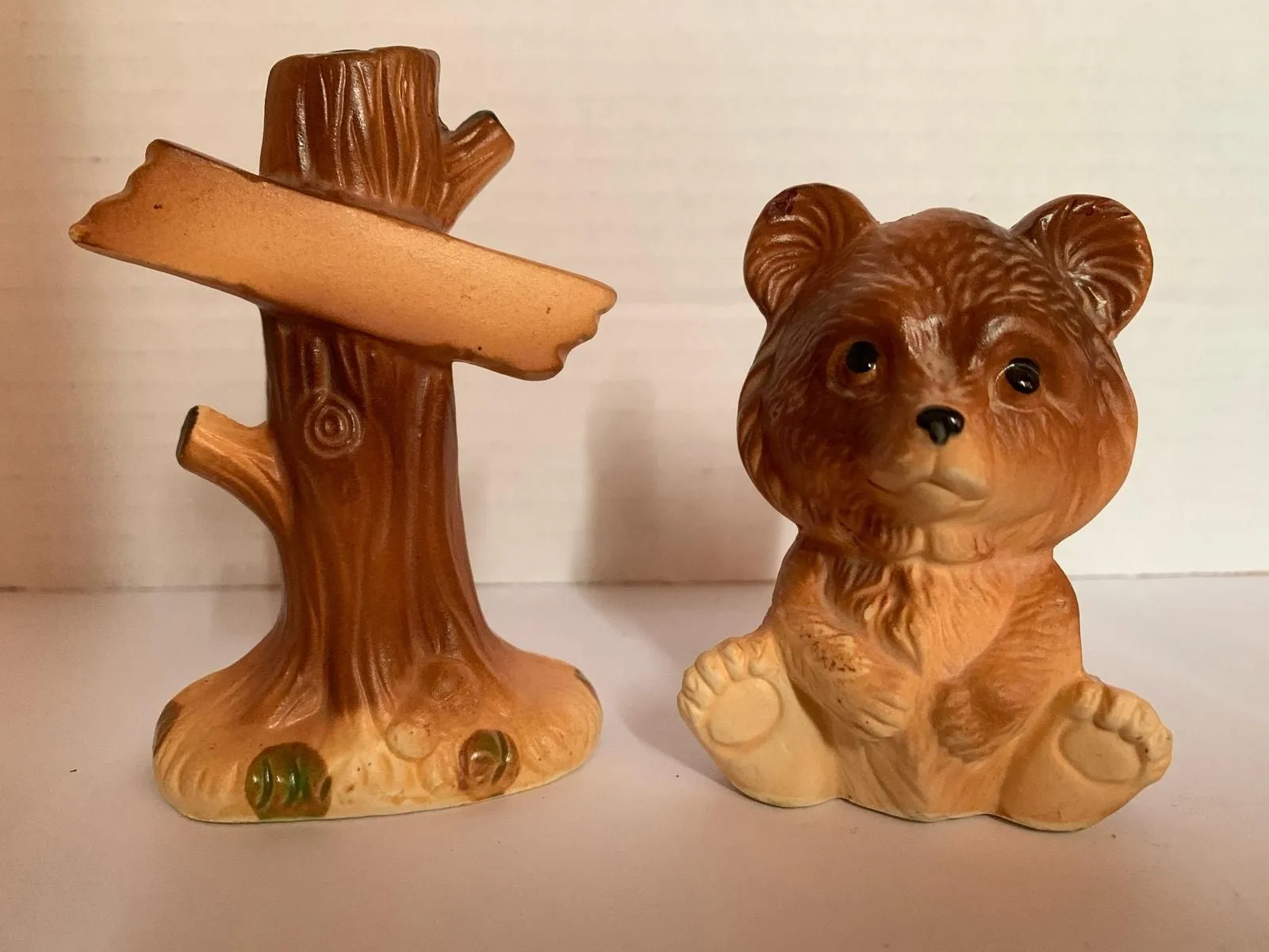 Product image for Vintage Japan Ceramic Bear and Tree Salt and Pepper Shakers Set - pre-owned---good