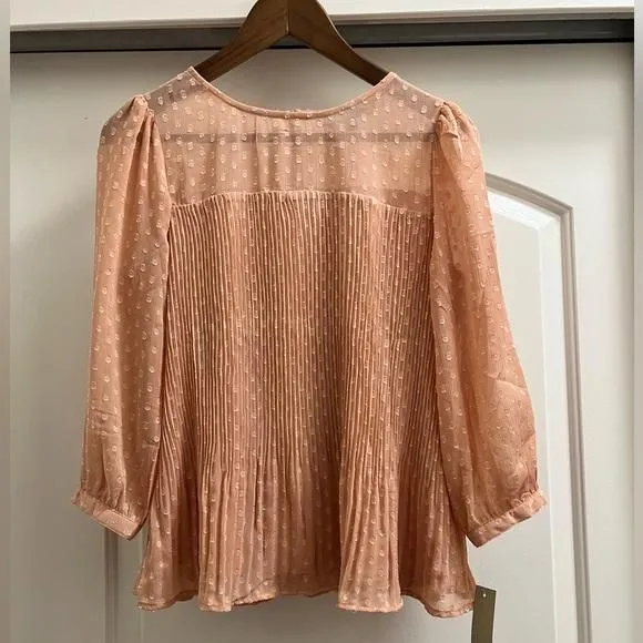 Product image for NWT Figueroa & Flower Swiss Dot Pleated Blouse