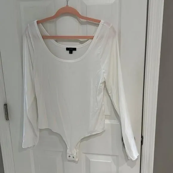 Product image for J. Crew Stretch Scoop Neck Long Sleeve White Bodysuit, women’s size XL