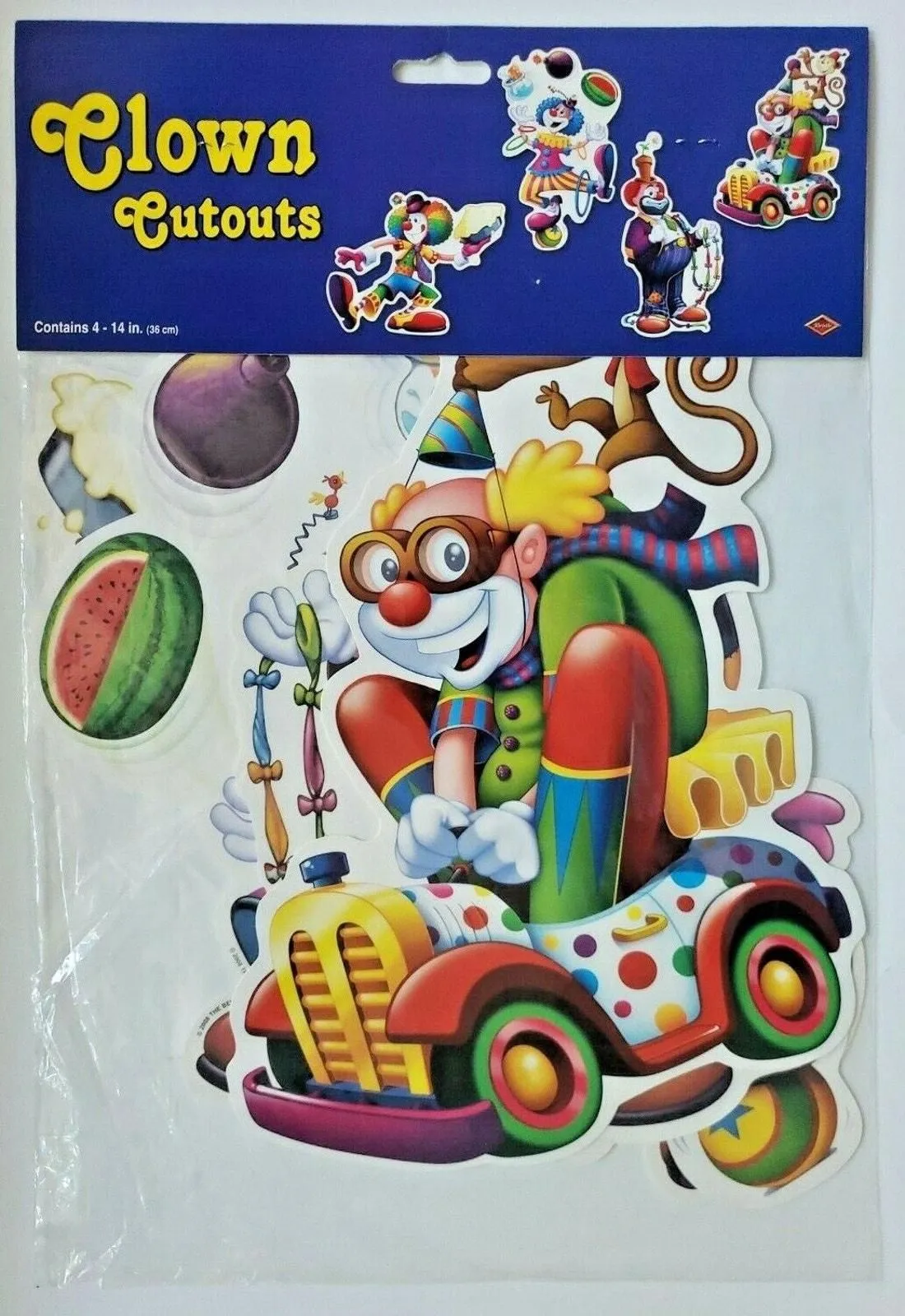 Product image for 2008 Beistle Clown Cutouts 4-14" Set Of Four New In Packaging