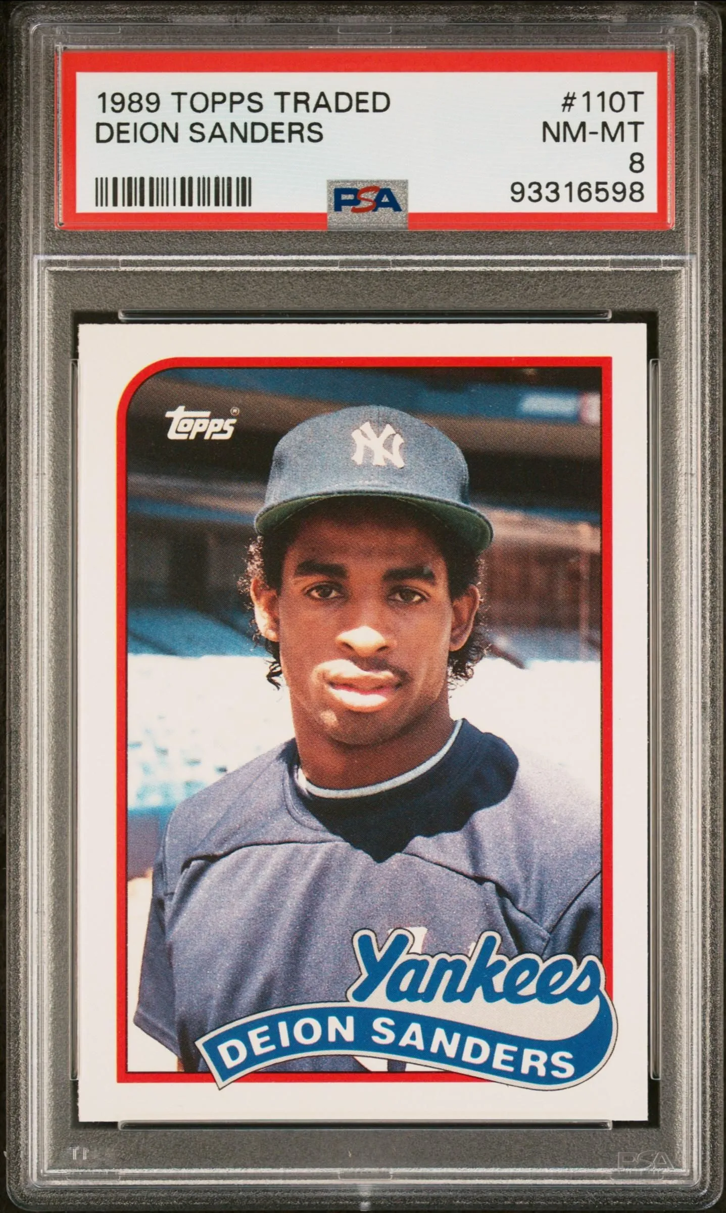 Product image for 1989 Topps Traded Deion Sanders #110T PSA 8 - Yes - 1989 - 93316598 - Baseball - 8 - Professional Sports Authenticator (PSA) - 110T - Topps - Deion Sanders - 1989 Topps Traded